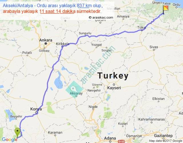 Nevsehir Demre Antalya Arasi Kac Km Km Hesaplama