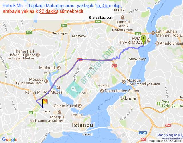 Стамбул район бебек карта