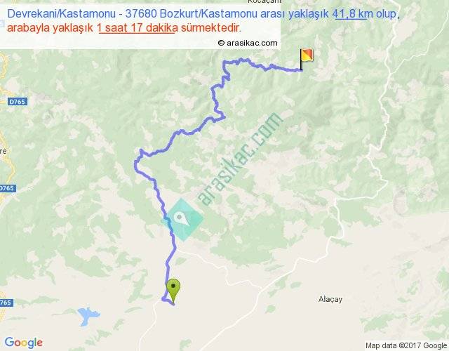Devrekani Kastamonu 37680 Bozkurt Kastamonu arası kaç km, saat