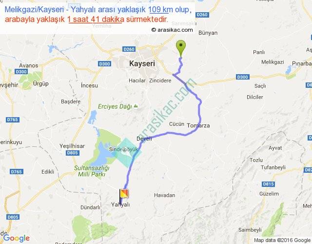 Melikgazi Kayseri Yahyalı arası kaç km, saat Melikgazi Kayseri Yahyalı arası kaç km, saat